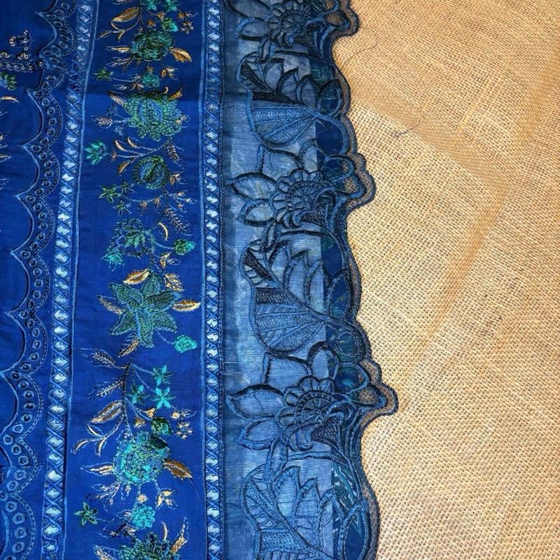 Light Khaddar blue printed with lace and patches  Womenswear Formal Casual
