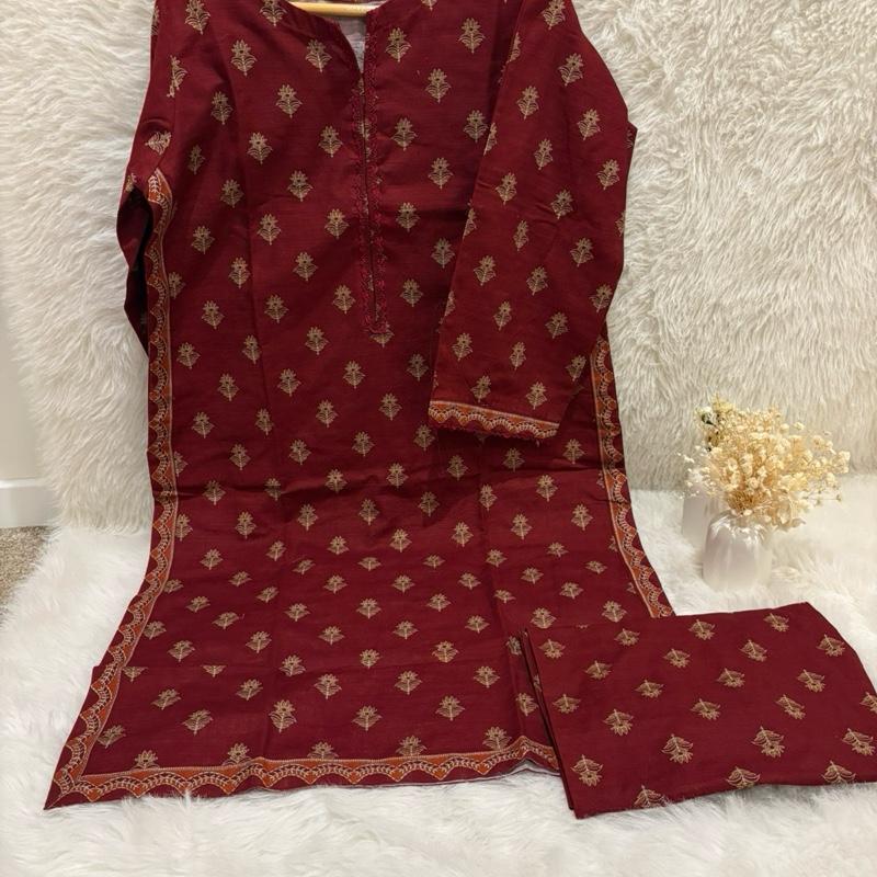 Red Bin Saeed printed 2 piece co-ord set with lace detail Womenswear Floral Matching Palazzo