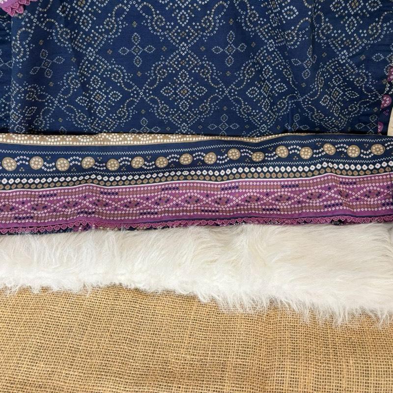 Bin Saeed 3 piece striking blue and pink print khaddar suit Womenswear Traditional  Soft Matching Feminine Everyday Breathable