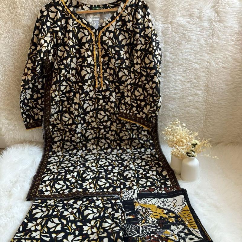 Bin Saeed 3 piece soft khaddar suit  Asian Clothes Elegant Outfit Matching Flowers