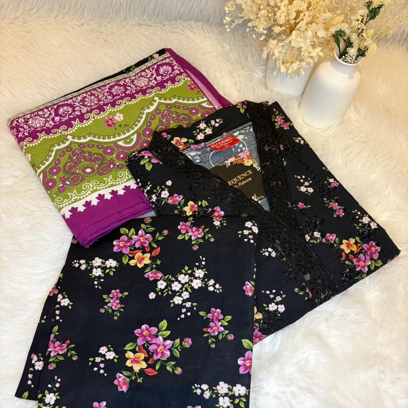Light Khaddar black floral Womenswear Formal Casual