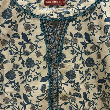 Bin Saeed printed 2 piece co-ord set with green lace detail Womenswear Floral Matching Palazzo