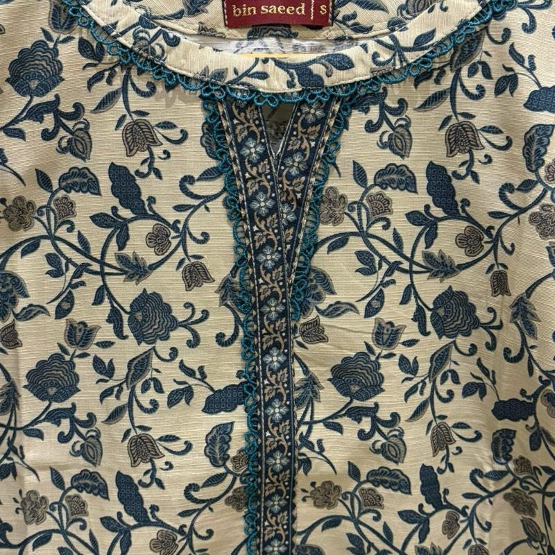 Bin Saeed printed 2 piece co-ord set with green lace detail Womenswear Floral Matching Palazzo