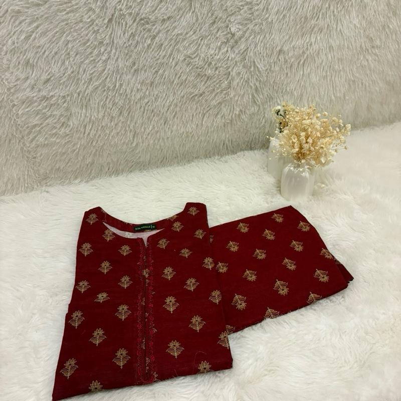 Red Bin Saeed printed 2 piece co-ord set with lace detail Womenswear Floral Matching Palazzo