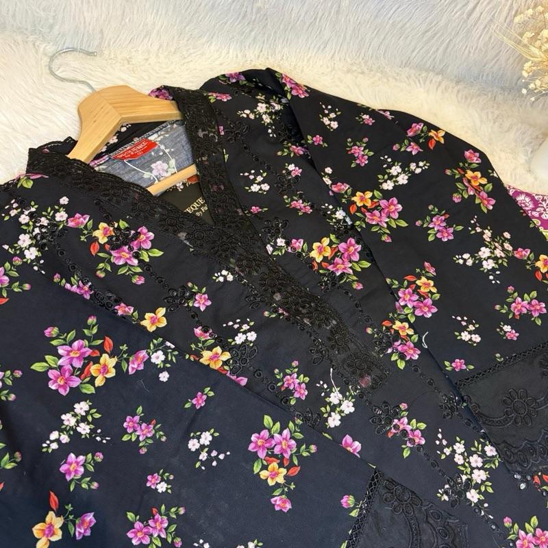 Light Khaddar black floral Womenswear Formal Casual