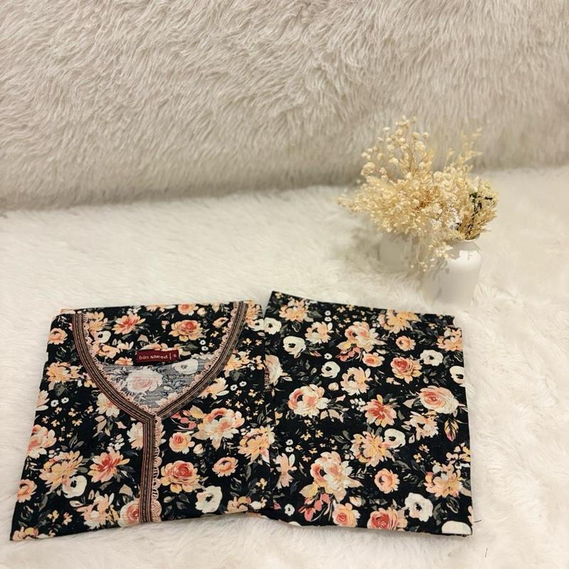 Bin Saeed 2 piece co-ord set with baby pink lace detail Fabric Soft Elegance  Casual