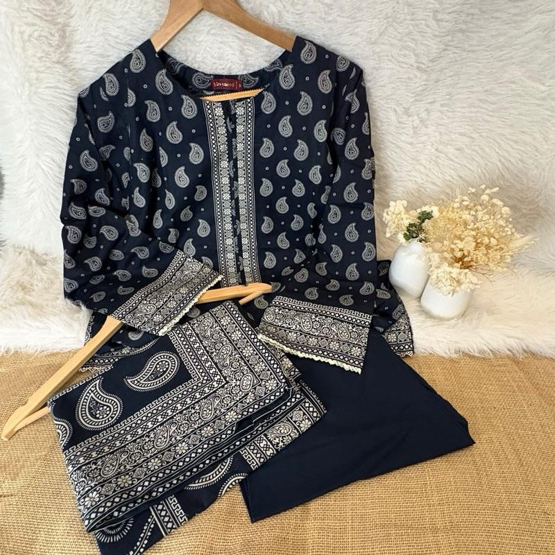 Bin Saeed 3 piece black print khaddar suit Womenswear Traditional  Soft Matching