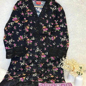 Light Khaddar black floral Womenswear Formal Casual